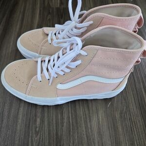 Vans Pink and White High-Top Sneakers